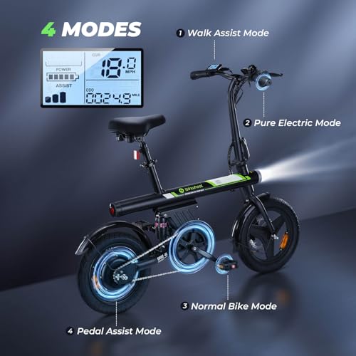Isinwheel U1 Electric Bike For Adults 750W Peak Motor, 20 Mph Folding Ebike, 14 Inch Adults Electric Bicycles With Smart Uphill, 280.8Wh Battery thumb #4