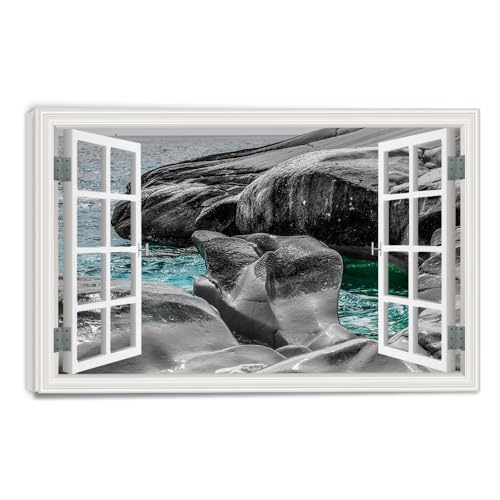 Vue nature pour salon tableau paysage fenêtre trompe-l'œil apaisant