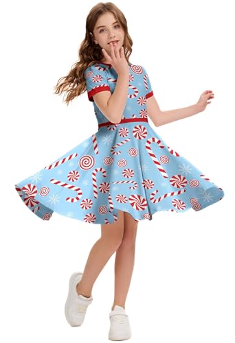 Ainuno Girls Christmas Dress Funny Holiday Outfits,Big Girl 7-14 Years3