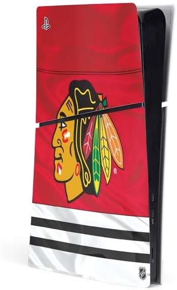 Skinit Decal Gaming Skin Compatible with PS5 Slim Digital Edition Console - Officially Licensed NHL Blackhawks Red Stripes Design