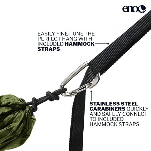 Eno Travelnest Hammock & Straps Combo - Portable Hiking And Camping Hammock With Straps Included - Travel Hammock For Camping, Hiking, Backpacking, A Festival, Or The Beach - Moss #TOP3