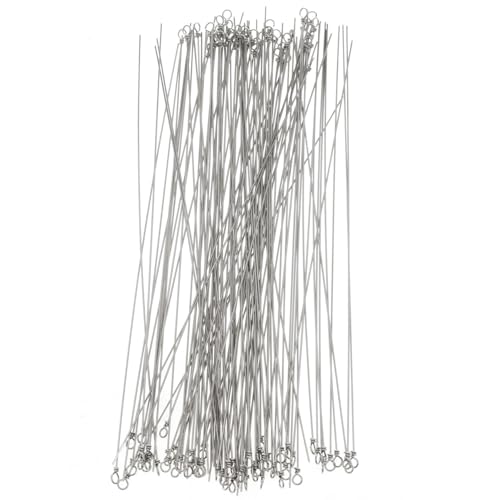 AYLIFU 100 PCS Fishing Looped Spinner Shaft Stainless Steel Spinner Bait Wire Fishing Lure Making Supplies for Freshwater Perch Trout Valleye Salmon and Catfish