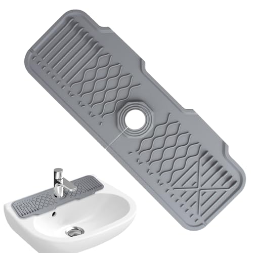Teksome Paraspruzzi per Rubinetto in Silicone,Raccoglitore di Gocce d'Acqua per lavello - Protezione per lavello Porta Spugna con Protezione antispruzzo per lavandini, Piano di Lavoro e lavello