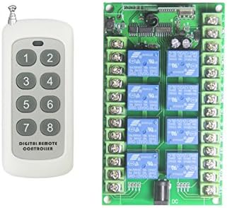 Lejin New Wireless Multifunction Remote Electric Switch Motors 12V DC Lamp Control Radio Switch 8 Channels Empanender Transmitter with Adapter Socket Wireless Remote Control Switch Relay Output …