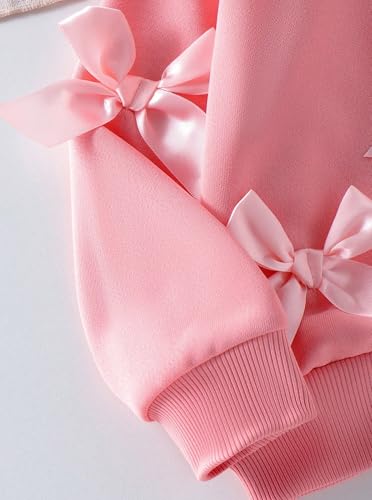 Image of Girls 2 Piece Outfits Long Sleeve Crew Neck Bow Sweatshirt Top and Flare Pants Set