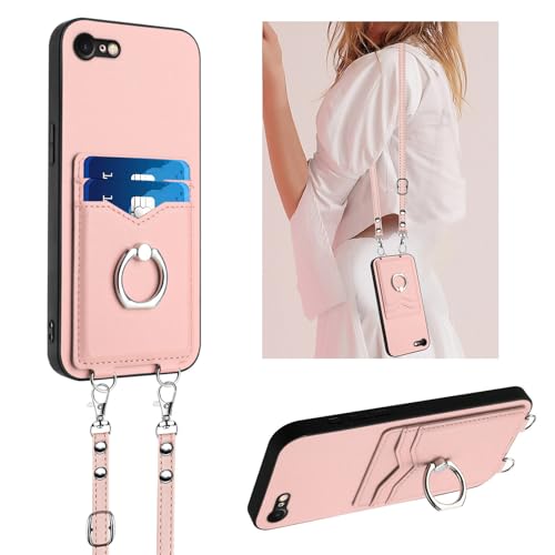 Sac à main pour iPhone 16e étui rose bandoulière et dragonne