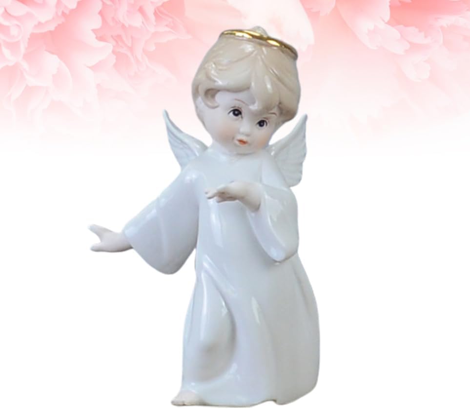 Small Angel Crafts Figure Decoration Table Ornament Desktop Decoration Ceramic Crafts Home Adornment European Style White