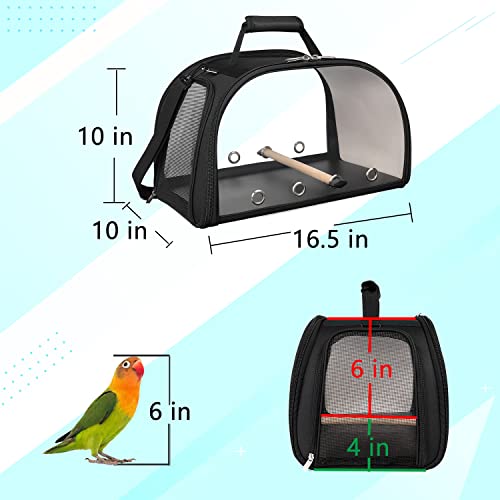 Yudodo Bird Carrier Portable Pet Bird Travel Cage Small Medium Bird Carrier Travel Cage Breathable Bird Bag Sturdy Parrot Cockatiel Parakeet Budgie Carrying Case With Perch Tray Bottom Shoulder Strap #TOP2