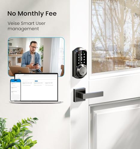 Veise VE06-L Smart Locks with 2 Lever Handle Set, App Control, Keyless Entry Deadbolt for Front Door, Electronic Digital Touchscreen Keypad, Auto Lock, Waterproof, Easy Installation, Matte Black thumbnail 10