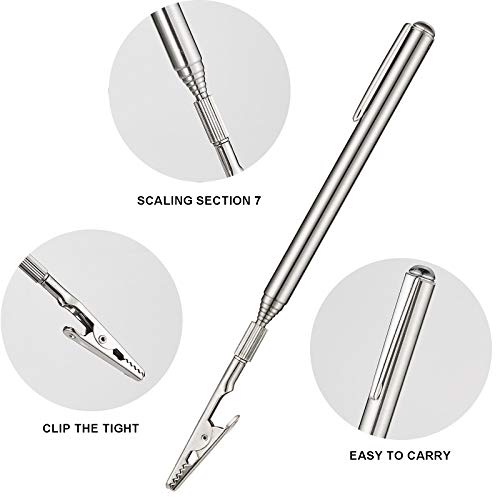Image of Mudder 2 Pcs Telescoping Clip Telescopic Metal Wire Clamp with Pen Bracelet Helper Tool Extendable for Mechanics Automobile Repair Jewelry Fix Range 8.27-36 inch