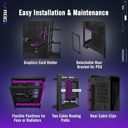 Image of ASUS ROG Cronox Gaming EATX PC Case Curved Tempered-Glass Panel, Supports GPU's up to 400mm Long, BTF, 9.2-Inch Screen
