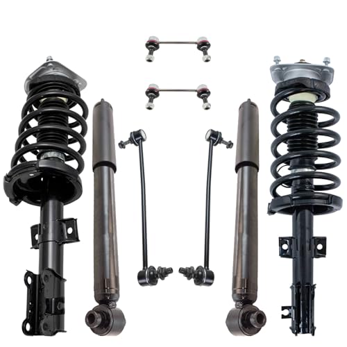 Image of TRQ Front and Rear Suspension Kit Complete Strut & Coil Spring Assembly Shock Absorber Sway Bar Stabilizer Link Compatible with 2003-2014 Volvo XC90