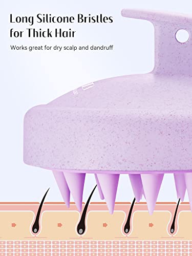 Image of HEETA Scalp Massager Hair Growth, Soft Silicone Scalp Scrubber Shampoo Brush for Exfoliation, Dandruff Removal & Head Massage Stress Relax, Wet & Dry Use for Thick, Thin Hair Care, Wheat Straw Purple