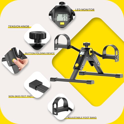 MOMODA Under Desk Bike Pedal Exerciser with LCD Display Portable Mini Exercise Bike for Arm and Leg