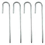 4 * 30cm Estacas de Ganchos en J de Acero Galvanizado de Alta Resistencia, 4 Pcs