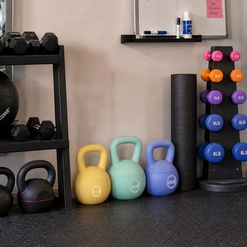 Image of Signature Fitness Soft Kettlebells - Sea and Iron Sand Filled Weights for Women and Men - Color Coded Soft Vinyl Kettlebells, 15-Pound