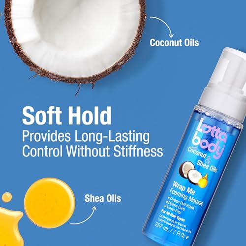 Image of Lottabody Wrap Me Foaming Mousse with Coconut & Shea Oils, Lightweight Moisture-Rich Curl-Defining & Frizz-Control Styling Mousse for Natural Curly, Coily & Relaxed Hair, 7 oz, (Pack of 2)