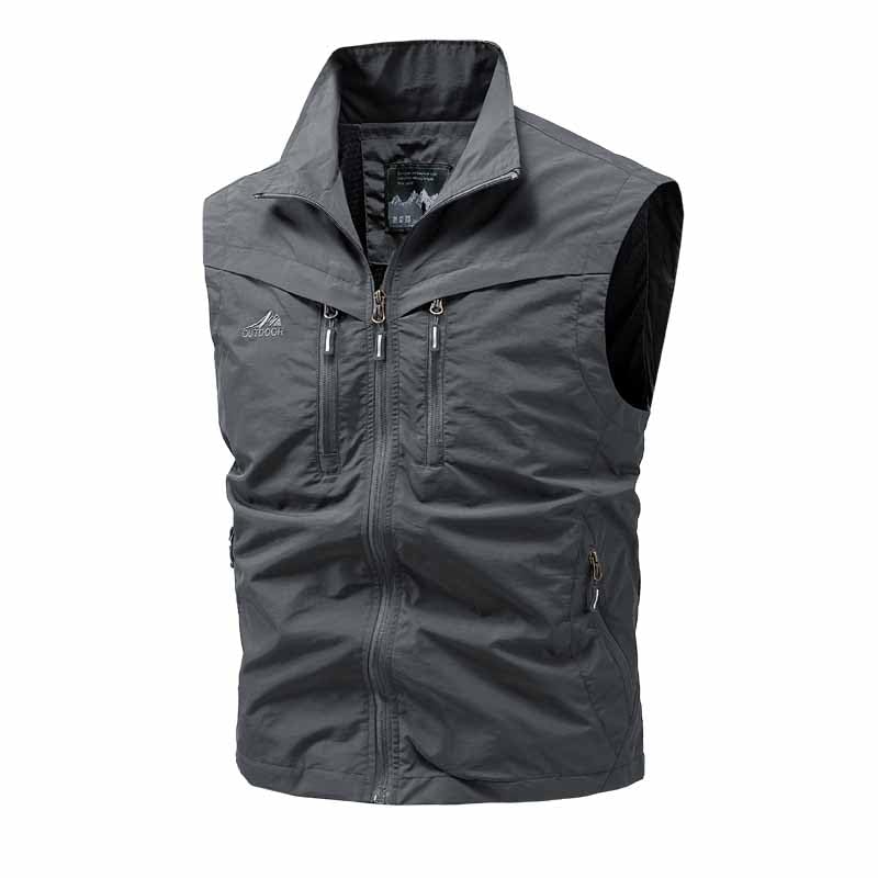 Men's Outdoor Tactical Vest Lightweight Multi-Pocket Multi-Purpose Vest Full Zip Front