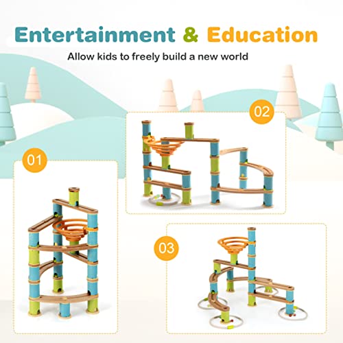 Tuochufun Marble Run Construction - Marble Run For Kids Ages 4-8 Bamboo Build Run Toy With Marbles For Kids Over 4 #TOP5