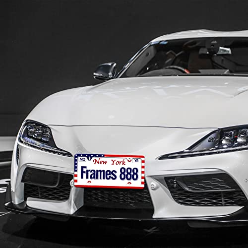 American Flag License Plate Frame-Patriotic License Plate Frame-Flag License Plate Frames Car Tag Frame Cover Stainless Steel Blue Metal 2 Pack 4 Holes Car Accessories Decorative For Women #TOP6