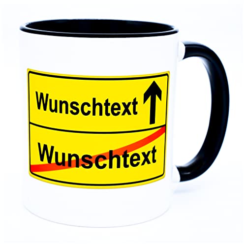 Ortsschild mit Wunschtext Name Tasse personalisiert Abschiedsgeschenk Kollegen Verabschiedung Kollegin Geschenk Abschied Chef Jobwechsel Auslandsjahr Auswandern Umzug Neuanfang Keramik 330 ml