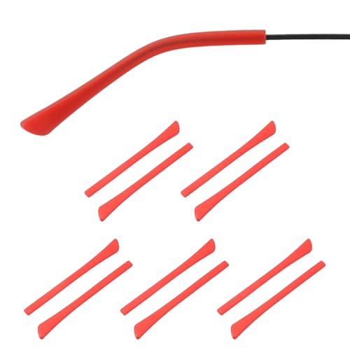 PATIKIL 5 Pares De Varillas De Repuesto Para Gafas, Punta Antideslizante, Retenedores Para Gafas Ajuste 1x2mm Para Varillas Delgadas De Metal Rectangulares Para Gafas De Sol, Rojo