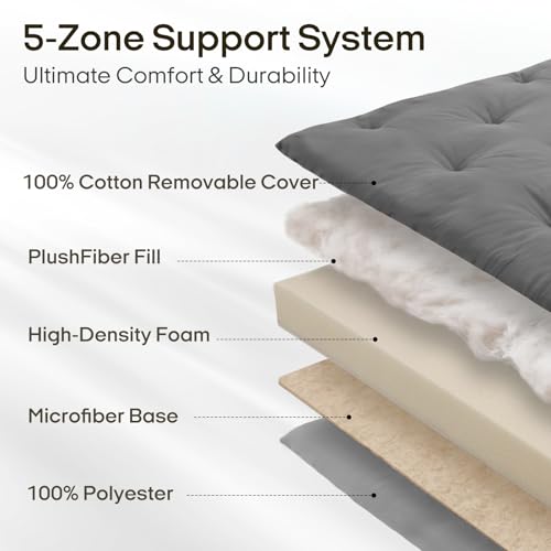 Image of ZonLi Japanese Floor Futon Mattress Twin Size 75 inchx 39 inch, 100% Cotton Cover 4 inch Thicken Tatami Mattress, Foldable Sleeping Pad, Portable Dormitory Tatami Mat, Roll Up Floor Lounger Bed for Adult