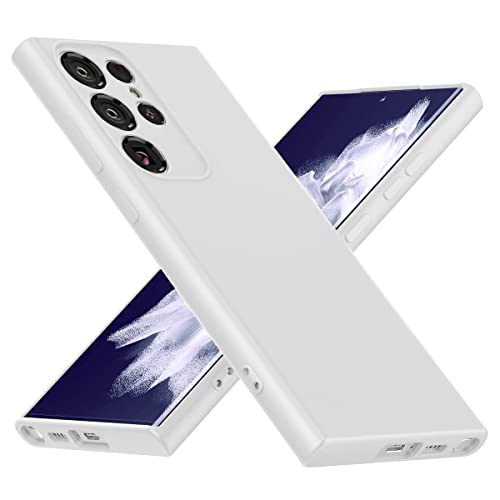 Image of LIRAMARK Liquid Silicone Soft Back Cover Case for Samsung Galaxy S23 Ultra 5G (White)