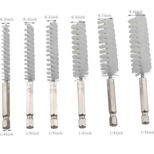 Image of 6PCS Drill Wire Brush Hexagonal Rod Gun Brush Deburring Pipe Brush Set Nylon 1 /4 inch Drill Cleaning Wire Brush For Machinery Adaptable to Electric Drill Impact Driver Die Grinder