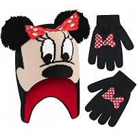 Disney Girl's Disney Toddler Hat, Kids Gloves Toddlers Mittens,minnie Mouse Baby Beanie for Boy Girl ag Winter Accessory Set, Red Design, 2-4T US