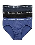 Calvin Klein Men's Underwear Cotton Stretch 3 Pack Briefs, Black/Blue Shadow/Cobalt Water, X-Large