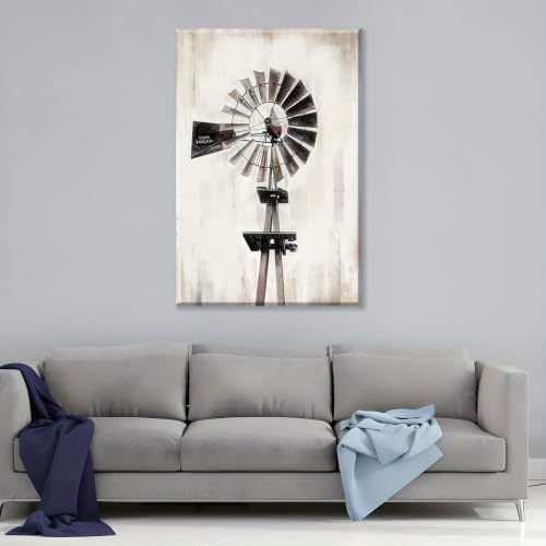 Tableau moulin à vent style industriel rustique CWZBFEH 55x75 cm - 4