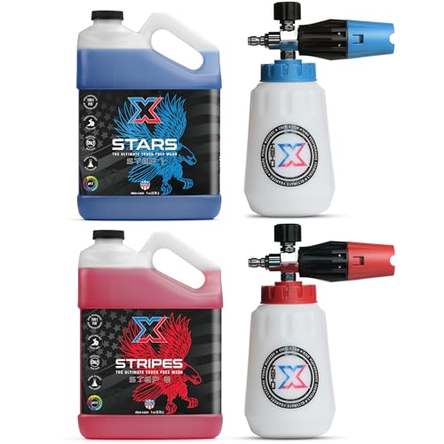 Chem-X: Stars and Stripes Ultimate Touch Free Vehicle Wash Chrome Foam Cannon Kit (1 Gallon Stars + 1 Gallon Stripes)