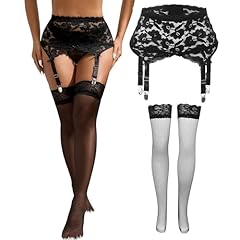 2- Black Garter Belt + Fishnet Stockings