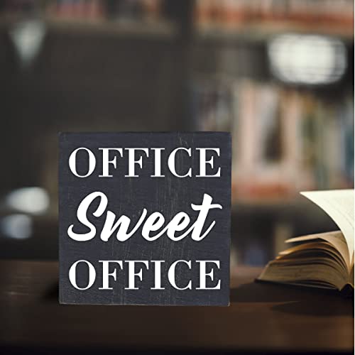 Funny Office Sign Office Decor Desk Decor Wooden Box Sign Rustic Black Wood Block Plaque Box Sign For Coworker Boss Friends Office Desk Shelf Table Decoration Coworker Gift Office Sweet Office Sign #TOP3