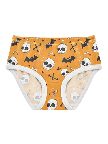 ZZKKO Cartoon Halloween Bone Bat Girls Underwear Toddler Panties for Girls Comfort Brief Size 2T