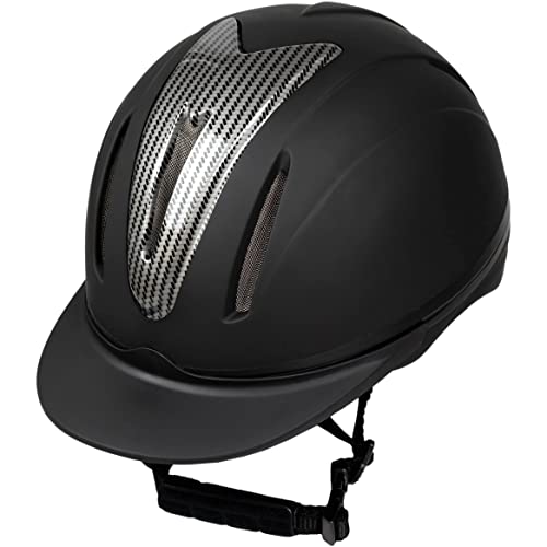 Foto von RL24 - Reithelm Innovation Carbon | Größe- & Kopfform verstellbar | Reitkappe in matt schwarz | mit Kinn- & Nackenschutz | atmungsaktives Innenfutter | Größe S/M (54-58cm)