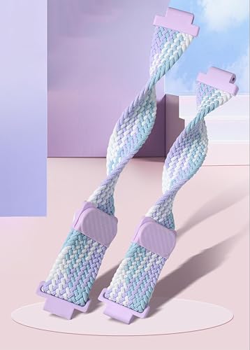 GIOPUEY Strap Compatible with imoo Watch Phone Z7/Z6, Braided Nylon Strap [Unisex] Elastic Replacement Strap - Rainbow Colours