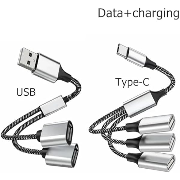 1 x мужское гнездо на 2 3 x женское гнездо USB C OTG, разветвитель линии Y, кабель для зарядки данных, блок питания, разветвитель-конвертер (тип C на 3 USB)