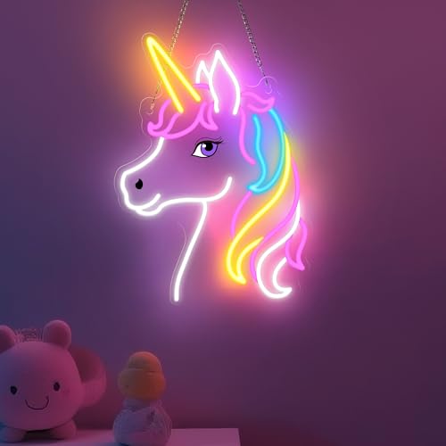 CoolGift Mart Einhorn Neon Schild, Einhorn Lampe Wanddekoration, dimmbare Geburtstag Party Dekorationen für Haus, Terrasse, Garten, Restaurants, Hotels, Geschäfte, Clubs