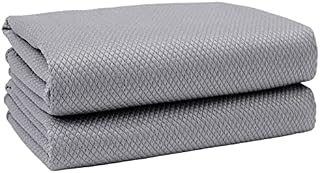 POLYTE Professional Microfibre Wine Glass Fine Polishing Cloth 45x71, 2 Pack (Grey, Microfibre Diamond Weave)