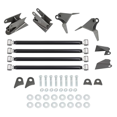 KUAFU Rear Triangulated 4 Link Suspension Kit & Weld On Triangulated Mount Bracket Kit Steel Air Ride Universal for Most Pickup Trucks Classic Car Ratrod Hotrod