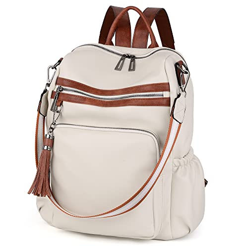 Image of UTO Women Backpack Purse Leather Vegan Ladies Fashion Designer Rucksack Convertible Travel Shoulder Bag with Tassel