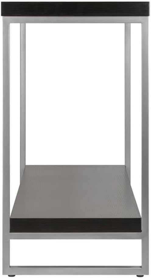 Pemberly Row Modern Wood Console Table, 40 in Wide, Espresso and Slate Gray Finish, Composite Wood and Metal, Two-Tone Design, Melamine Tops, Occasional Table for Living Room or Entryway Storage