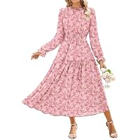 Women's Long Sleeve Chiffon Maxi Dress with Pockets (various)