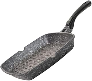 Coninx Griddle Pan - Induction Frying Pan with ILAG Granistone Coating - Aluminium Grill Pan with Removable Handle Suitable for Halogen, Gas, Electric, Induction & Ceramic Stoves