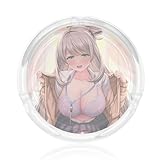 灰皿 ブルーアーカイブ 十六夜ノノミ ガラス灰皿 丸型 タバコ固定 ガラス 透明 デザイン 滑り止めパッド付 置物 洗いやすい 喫煙具 オフィス 飲食店 タバコ用 業務用 プレゼント 8.5*3.5cm