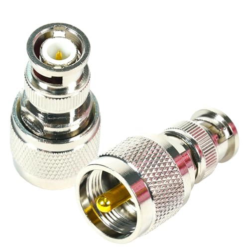 Fohevers 2 Pcs BNC Male Plug to UHF PL259 Male Adapter Coax Cable RF Coax Connector for Ham Radio Antenna Scanner Coaxial Cable