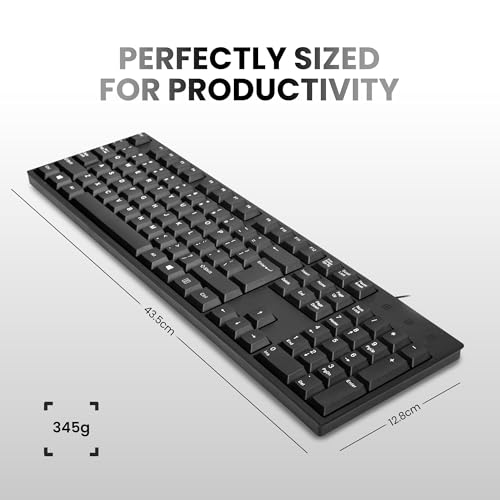 Image of G-501 Wired USB Office Keyboard with 104 Keys, Ergonomic Angled Design, Full-Size Keys for Comfortable Typing, Durable & Spill-Resistant for Daily Office & Home Use