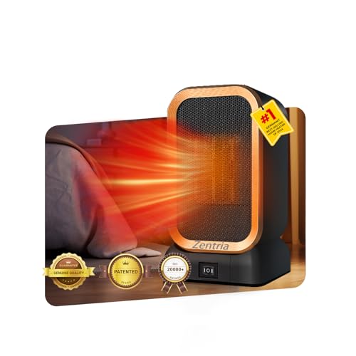 Zentria 2026 Upgrade Electric Heater【Low Energy Silent&ECO Mode】Space Heater【Instant Heating-SPD Certified】Electric Heaters For Home Bedroom Office,Desk Heater Black Portable Heater(Black)